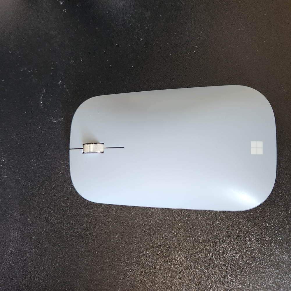 Microsoft Blue and White Wireless Touch Mouse Sleek Design
